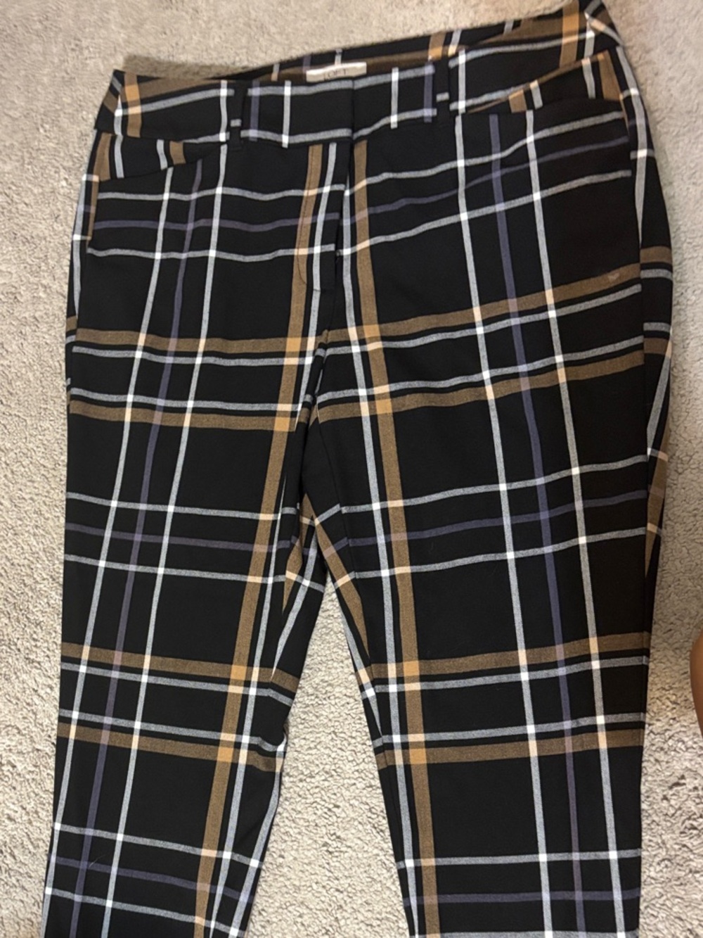Black Plaid Dress Pants with Tan Accent